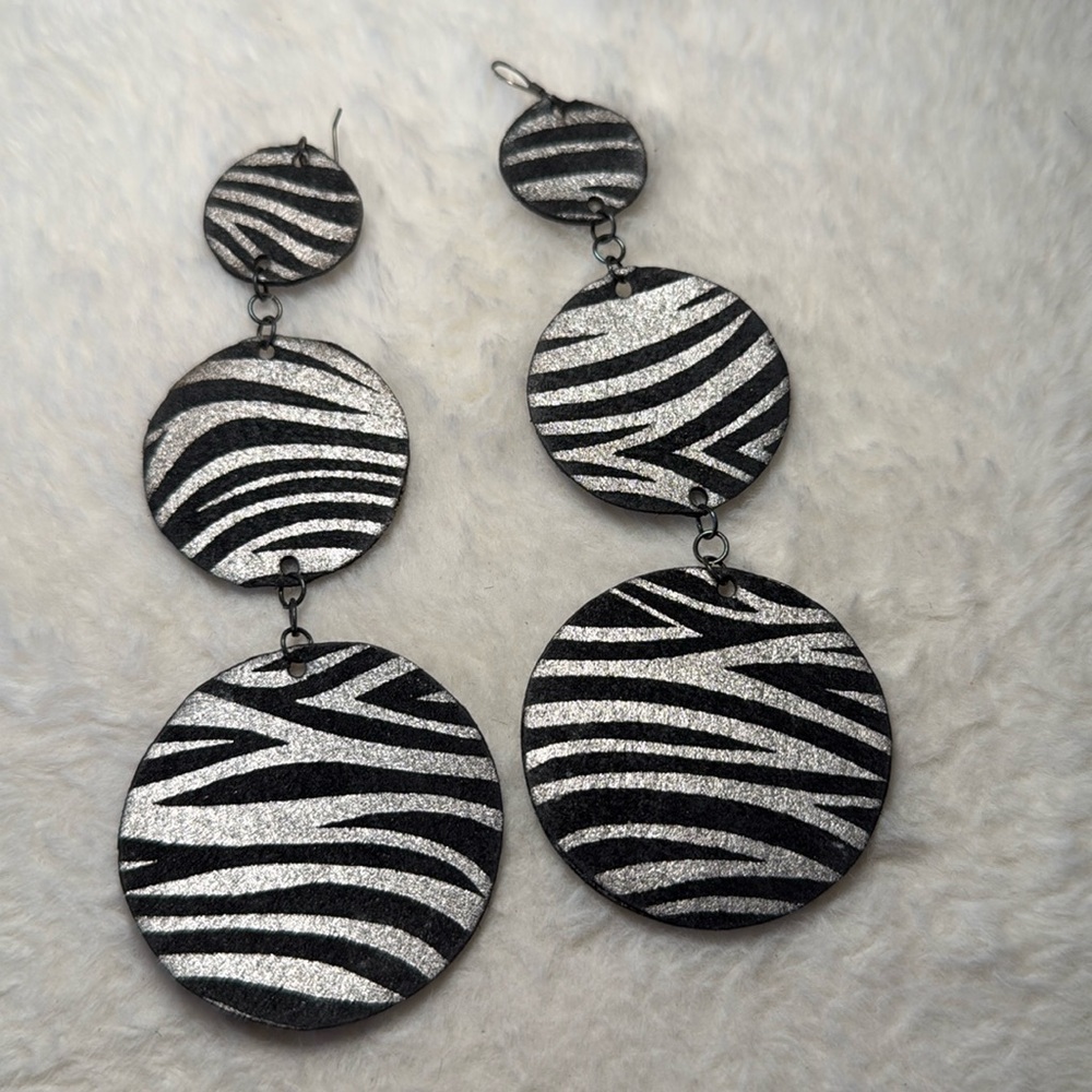 Zebra leather earrings